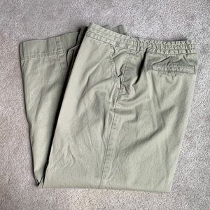 J. Jill Khaki Green Capri Drawstring Pants Wide Leg Size 8